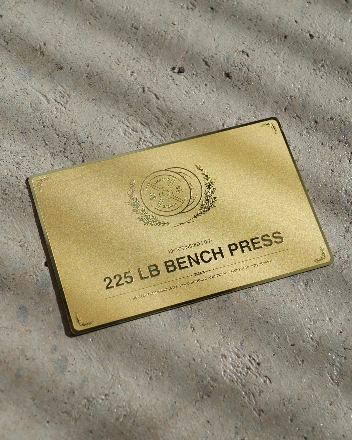 225 LB Bench Steel Verification Card